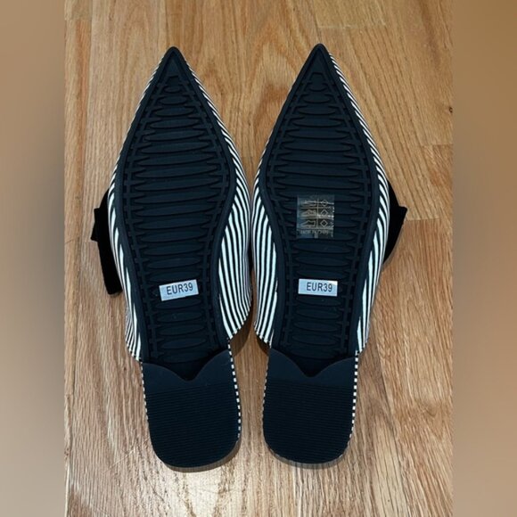 Shein Women’s Black/White Striped Slip on Flats Size 8.5 NWOT - Picture 3 of 5